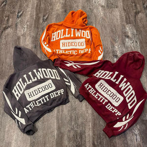 Conjunto personalizado de Sudadera con capucha y pantalón de sudor para hombre, Conjunto de sudadera desgastada con apliques bordados, chándal acampanado con lavado ácido al sol - Product Image 6