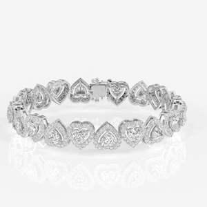 Pulsera de Diamantes Moissanite con Halo de Corazón, Elegantes Brazaletes de Plata de Ley - Product Image 3