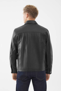 Chaqueta de Motociclista de Cuero Genuino para Hombre, Estilo Urbano, Ecológica, Transpirable, Gruesa y Abrigada para Invierno - Product Image 5