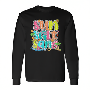 Camiseta de Manga Larga con Estampado Digital de Playa Hawaiana, Sun Salt Sand, Vibe Veraniego, Unisex, Cuello Redondo, para Adultos, Promocional - Product Image 2