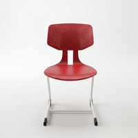 Chaise d'école en plastique avec cadre métallique, dossier solide, hauteur réglable, pieds sabre, finition moderne thermolaquée, empilable, pour enfants