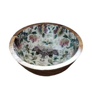 Bol rond imprimé coloré en bois de créateur artisanal de haute qualité pour une configuration de cuisine écologique au prix de gros - Product Image 6