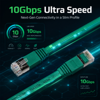 Câble Ethernet plat Cat7 haute vitesse 10 Gbit/s 32AWG en cuivre nu U/FTP vert, cordon de raccordement réseau mince pour routeur, modem, PC