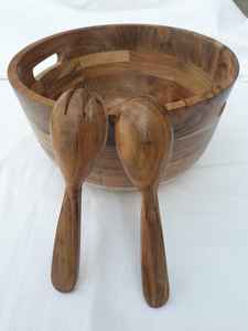 Cuenco de madera desechable de alta calidad de Venta caliente con 2 cucharas para ensalada de frutas Home Hotel o restaurante para fiestas - Product Image 2