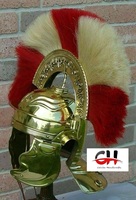 CH Ortaçağ Şövalyesi Roma Centurion Miğferi Kırmızı ve Altın Tüylerle Süslü Vintage El Yapımı Metal Miğferler, Calvin El Sanatları tarafından.