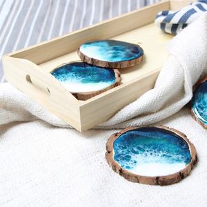 Sous-verres en résine artistique haute brillance, sous-verres faits à la main de qualité supérieure avec paillettes et tourbillon de couleur, sous-verres en pierre - Product Image 3
