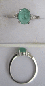Shah Gems Handmade 925 Sterling <b>Silver</b> <b>Ring</b> for Women Natural <b>Emerald</b> and White Topaz Oval Cut for Engagement Men's Jewelry - Product Image 1