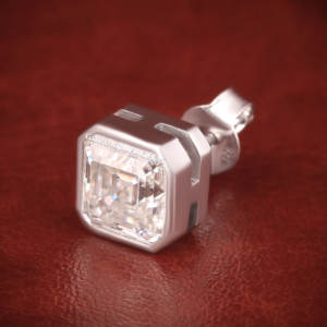 Fine Jewelry Bezel Setting DEF Color Asscher Cut Top Quality Lab grown Diamond 925 Silver Stud Earring Wholesale - Product Image 2