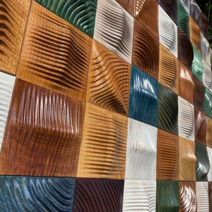 Panneau d'art mural en bois de mosaïque solide 3D personnalisable fait à la main vert abstrait Art déco pour salon décor mariage maison nature morte - Product Image 4