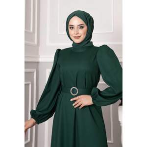 Vestido con cinturón recubierto crepé Esmeralda - Product Image 2