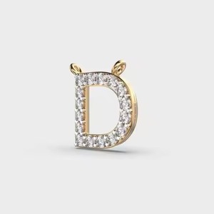 Pendentif Hip Hop en forme de "D" ouvert pour homme en moissanite véritable sans chaîne en diamant Bijoux avec platine et perle plaqué or - Product Image 2