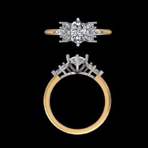 1.28ct Oval Diamond Cluster Engagement Ring 14k 18k Yellow Gold Marquise Side <b>Stones</b> Bridal Wedding Anniversary Custom Jewelry - Product Image 3
