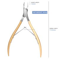 Coupe-cuticules professionnel en acier inoxydable de haute qualité avec manche doré, lame courbée et mâchoires larges, fin et tranchant, outil de beauté pour les ongles