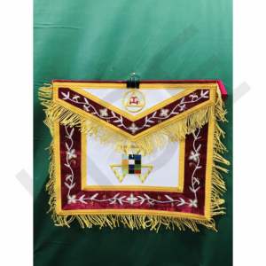 Tablier de Grand Prêtre de l'Arche Royale maçonnique fait main en velours rouge et cuir d'agneau - Product Image 1