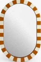 Miroir mural décoratif ovale unique et moderne en MDF de pin avec incrustation en résine, épaisseur 6 mm, fait main, écologique, couleur personnalisée, bord encadré