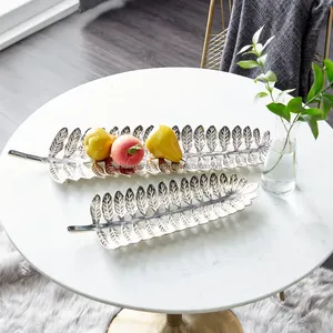 Plateau en métal élégant pour table à manger, aluminium de qualité supérieure, décoratif, fait main, moderne, salon, Noël, multifonctionnel - Product Image 2