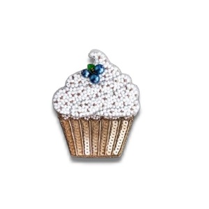 Sweet Cupcake Crystal Embroidered Brooch Hand Embroidery and Bullion Wire Beaded Fashion Brooch - Product Image 2