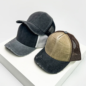 Nuevos sombreros de béisbol de estilo roto con bloque de Color Unisex, sombrilla de malla transpirable, gorras de camionero Retro, moda Simple versátil - Product Image 3
