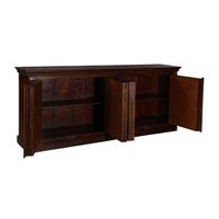 Buffet de bar et de salle à manger moderne pour la maison, en bois de teck massif, artisanal, avec portes sculptées complexes, style rustique et matériaux recyclés, pour salon et chambre