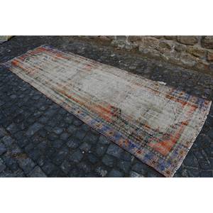 พรมปูพื้นแบบวินเทจขนาดใหญ่สีเบจสีฟ้าขนาด3.3x11ฟุตผ้าขนสัตว์หญ้าทะเลทำจากลาเท็กซ์ด้านหลังเป็นนามธรรมการออกแบบโถงทางเดินทรงสี่เหลี่ยมสำหรับห้องพัก - Product Image 2