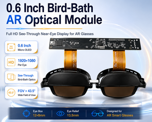 Modul Optik AR Bird-Bath Micro OLED 0,6 Inci 1920x1080, Modul Layar Tembus Pandang Dekat Mata untuk Kacamata Pintar AR - Product Image 1