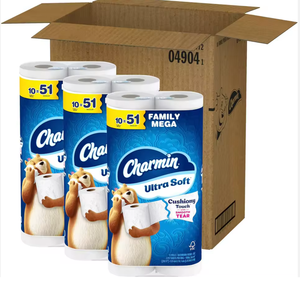 Nouveau papier toilette 100% qualité pulpe de cellulose, ultra doux au toucher, 30 méga rouleaux familiaux (153 rouleaux standard) pour les acheteurs en gros - Product Image 1