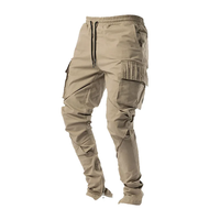 Pantalon cargo décontracté gris pour hommes et femmes, 6 poches, confortable, en toile infroissable, coton teint uni, design personnalisé