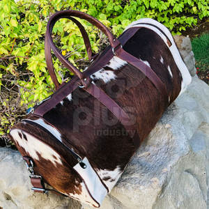 กระเป๋าเดินทางทรงดัฟเฟิลสำหรับผู้ชายหนังวัวหรูหราทำด้วยมือของผู้หญิงกระเป๋าหนังวัวหนังวัวขนาดใหญ่ - Product Image 5