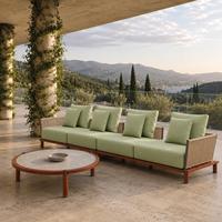 Ensemble de canapés modulaires d'extérieur en aluminium tressé avec coussins imperméables pour terrasse d'hôtel, cour et patio de villa