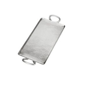 Plateau de service ovale en acier inoxydable martelé au design moderne avec poignées, idéal pour buffet, traiteur, service alimentaire, mariage - Product Image 2