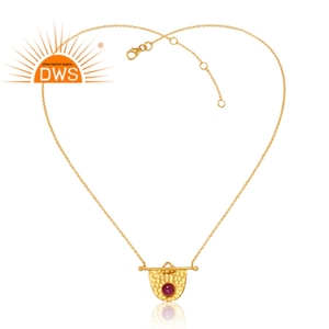 Design fait à la main en argent sterling 925 plaqué or 18 carats naturel teint rubis pierres précieuses collier Design Demi Fine fabricant de bijoux - Product Image 1