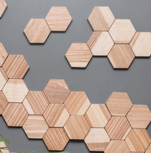 Mosaïques de sol en bois géométriques hexagonales - Product Image 5