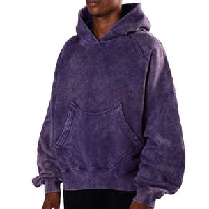 OEM High Quality Knitted <b>Fleece</b> Acid Wash <b>Hoodies</b> for Men-<b>Oversized</b> Pullover Street Wear - Product Image 3