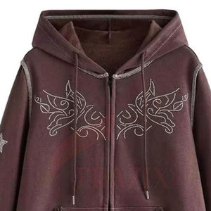 Sweat-shirts à capuche zippés en coton 100% avec strass, design personnalisé, solides, pour l'hiver, décontractés, séchage rapide pour hommes - Haute qualité, meilleur prix - Product Image 3