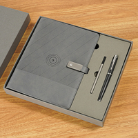 Logo personnalisé Chargeur sans fil A5 multifonctionnel Bloc-notes intelligent Ensemble de carnet de notes en cuir PU avec USB