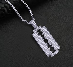 Collier de lame de rasoir pour hommes garçons bijoux de barbier en argent Sterling 925 Moissanite glacé lame pendentif Hip Hop amant motard cadeau - Product Image 3