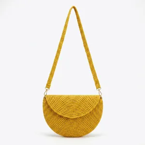 Bolsos de mano de rafia con cuentas para mujer, estilo bohemio, coloridos, de forma redonda, para uso diario en todas las estaciones. - Product Image 2