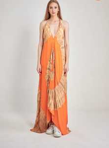 Tie Dye Summer Long Maxi Dress Boho sin mangas con cuello en V 100% Rayon Festival Clothing Backless Long Maxi Dress - Product Image 4