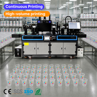 Imprimante UV industrielle Jucolor à passage unique |   Machine d'impression UV à convoyeur haute vitesse 2 têtes 1200 dpi Gen5 pour gobelets et sacs en plastique PVC