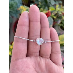 14K Gold 18K Rose Gold Plated 925 Silver Clear Quartz Heart Chain <b>Bracelet</b> Rhodium Tennis Religious Featuring Diamond Pearl - Product Image 3