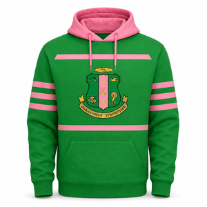 Sudadera Corta con Cuello Alto y Cordones para Mujer, Modelo Alpha AKA 1908, Color Rosa y Verde, Sudadera Universitaria, Venta al Por Mayor, Tallas Grandes - Product Image 5