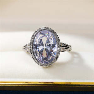 แหวนเพทายสีขาวธรรมชาติที่น่าดึงดูดใจ แหวนหินประจำเดือนเกิดเดือนเมษายน ของขวัญสำหรับผู้หญิง แหวนเพทาย ของขวัญวันครบรอบ - Product Image 1