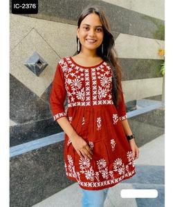 Diseñador Rayon Kurtis para mujer hermoso bordado trabajo indio tradicional desgaste Salwar Kameez vestido para ropa paquistaní - Product Image 1