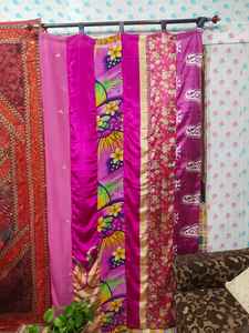 Tela de cortina de bucle Sari de seda Rosa Vintage indio para decoración del hogar dormitorio sala de estar comedor y ventana de oficina - Product Image 4