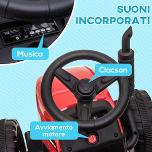 HOMCOM Tracteur électrique pour enfants de 3 à 6 ans avec remorque amovible, batterie 12V et télécommande, rouge - Product Image 6