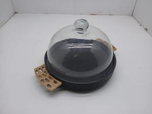 Eco-friendly Handmade Wooden Bakery <b>Display</b> Stand with <b>Glass</b> <b>Dome</b> Metal Cake Cloche Stand Pedestal for Dessert Cake Presentation - Product Image 6