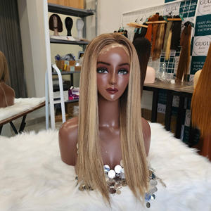 Super pelucas de la mejor calidad, extensiones de cabello humano vietnamita crudo marrón resaltado recto, pelucas de cabello humano Premium - Product Image 1