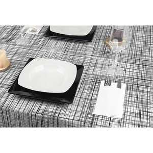 Tovaglia Bianca 100x120cm con Stampa Urbana Nera, Carta Professionale, Confezionata con Codice EAN, B2B - Product Image 1