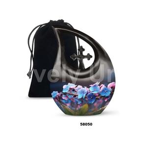 Urna Funeraria de Aluminio con Diseño de Flor en Forma de Lágrima para Cenizas Humanas, Urna Decorativa con Bolsa de Terciopelo Gratis - Product Image 4