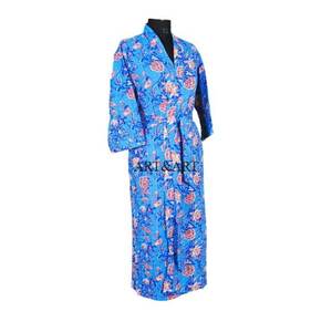Peignoir Kimono Kantha de Luxe de Qualité Supérieure pour Femme – Élégant, Long et Fait Main, Idéal pour l'Été - Product Image 6